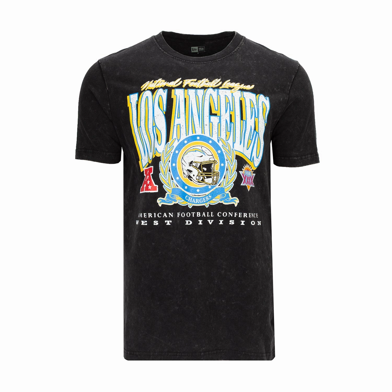 Los Angeles Chargers Black Wash Tee -Mens Stretch Jersey Knit