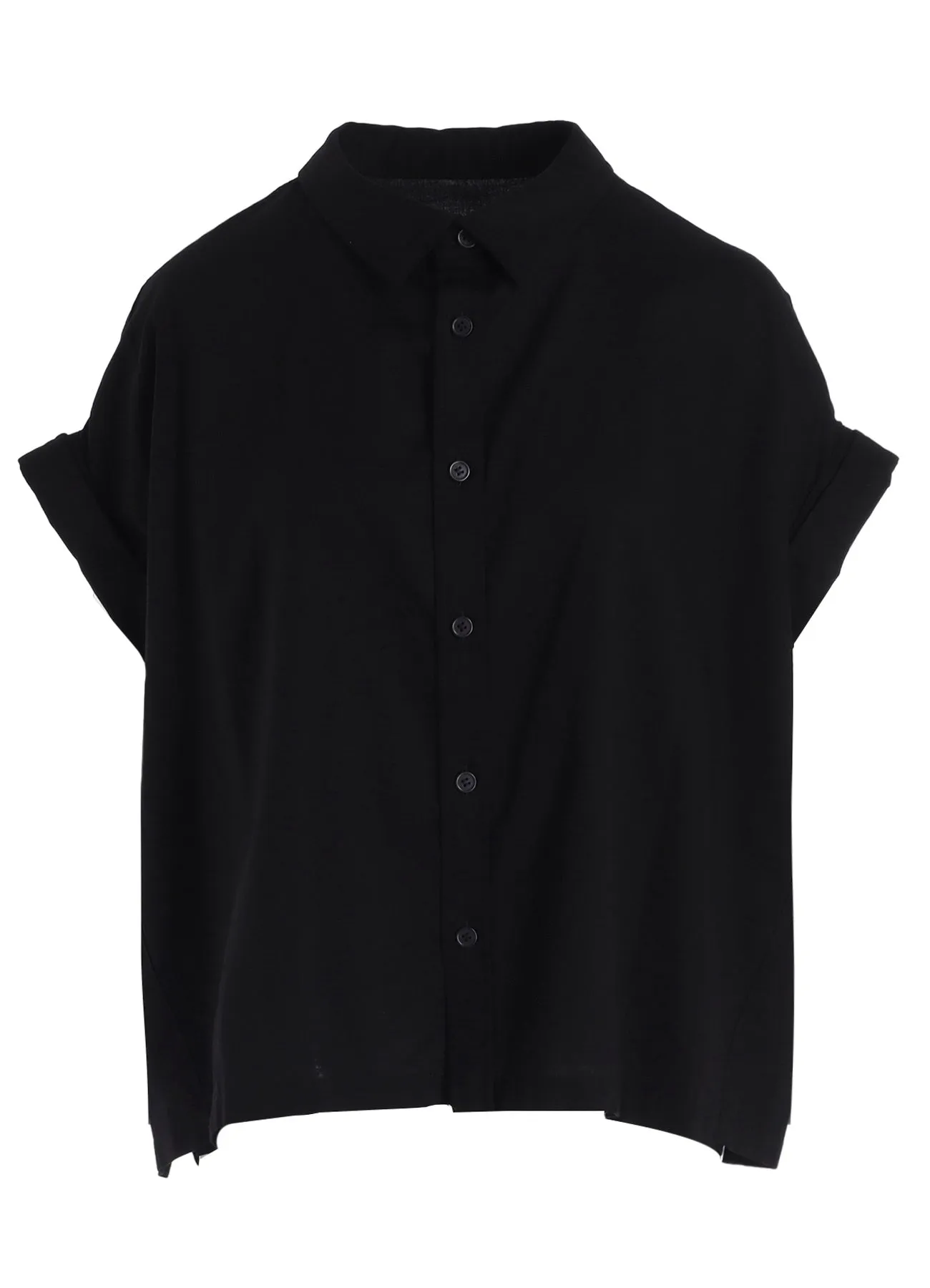 [Y's BORN PRODUCT] THIN COTTON TWILL SHORT SLEEVE BLOUSE Thermal regulation Layered Collar