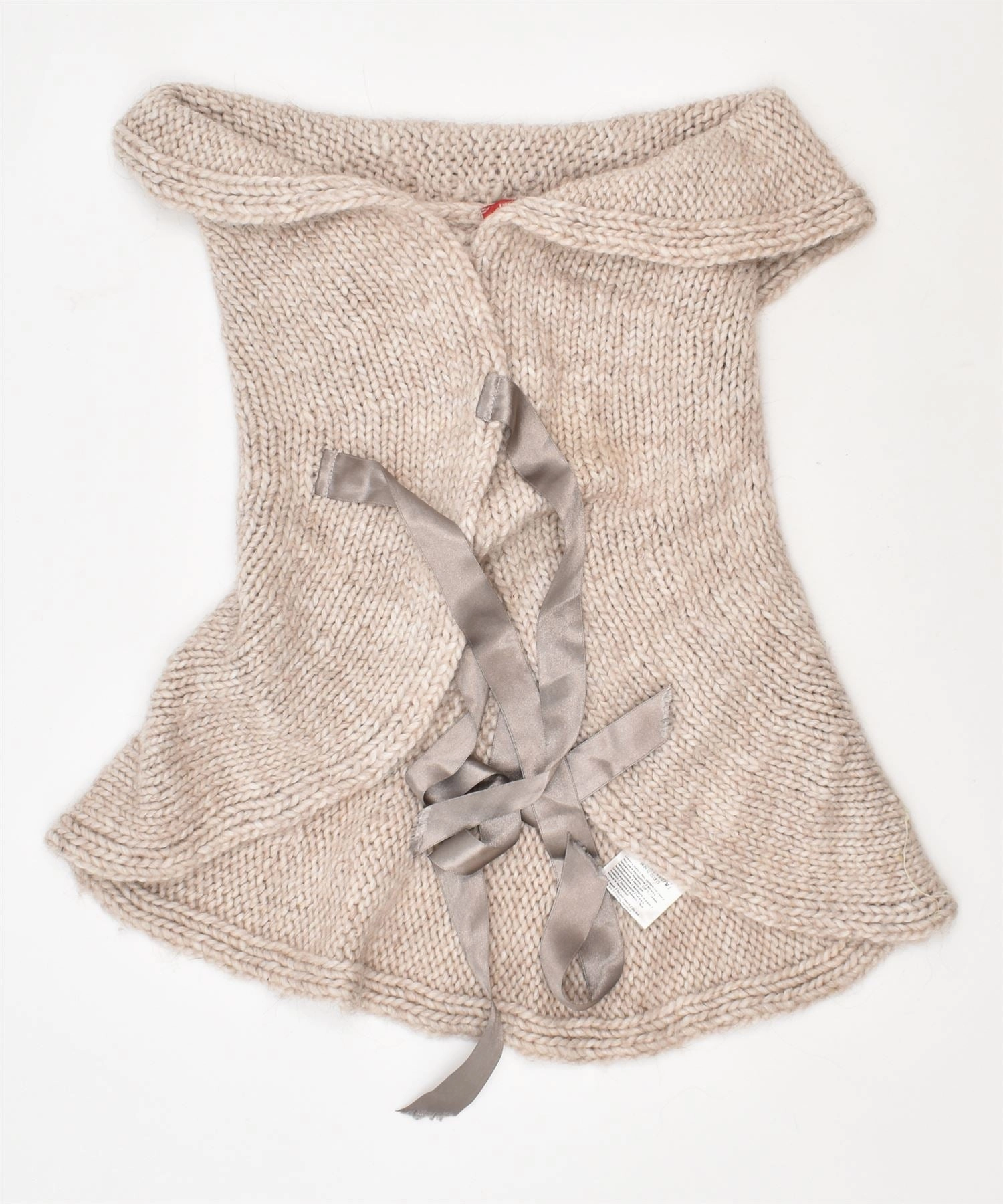 LIU JO Girls Sleeveless Cardigan Sweater 18-24 Months Beige Acrylic Loopwheel Construction