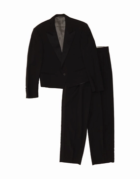 LUIGI BOTTO Mens 1 Button 2 Piece Suit IT 46 Small W28 L31 Black Crisp Fit