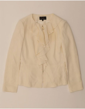 LUISA SPAGNOLI Womens Blazer Jacket IT 42 Medium Off White Viscose Fashion Layer