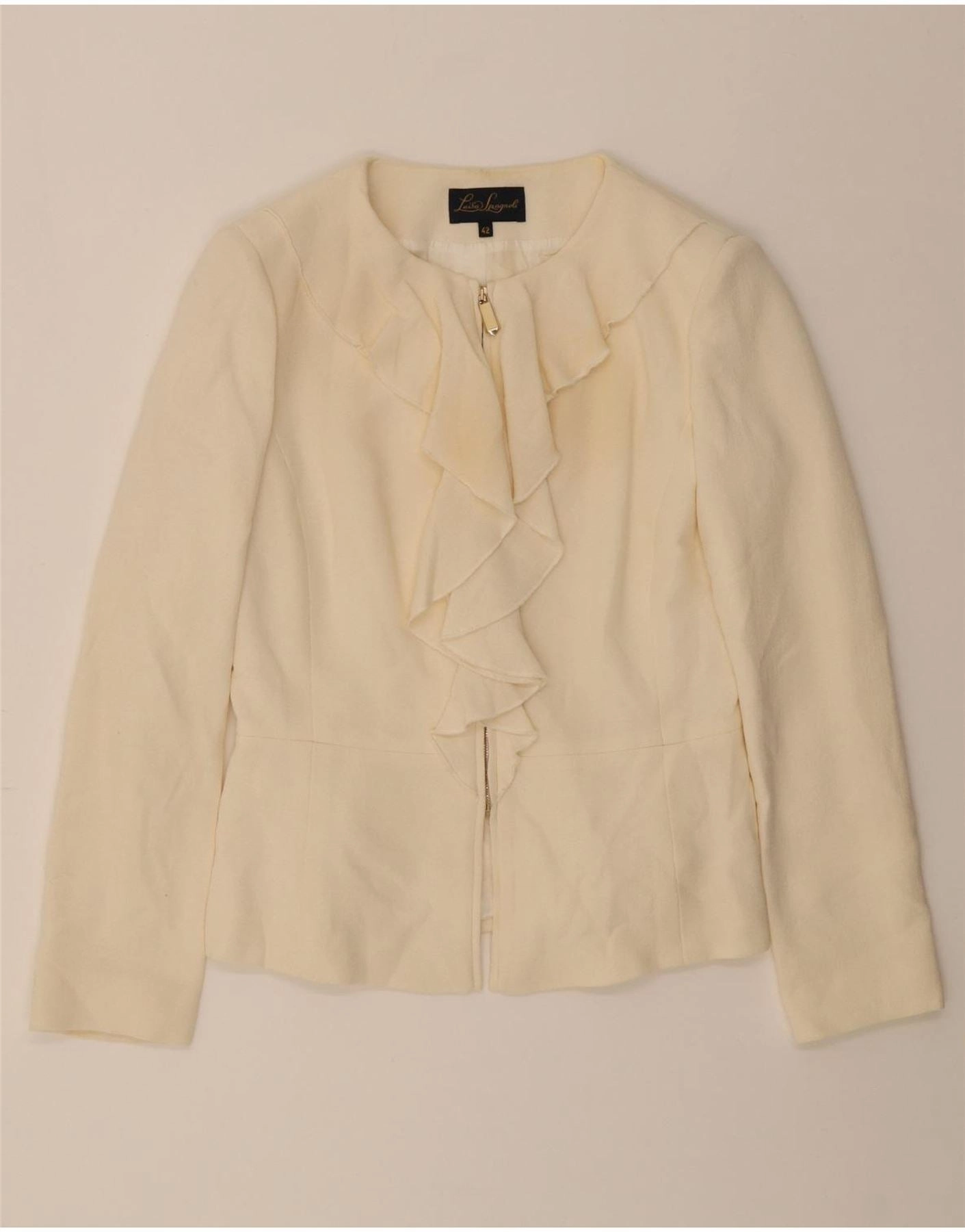 LUISA SPAGNOLI Womens Blazer Jacket IT 42 Medium Off White Viscose Fashion Layer