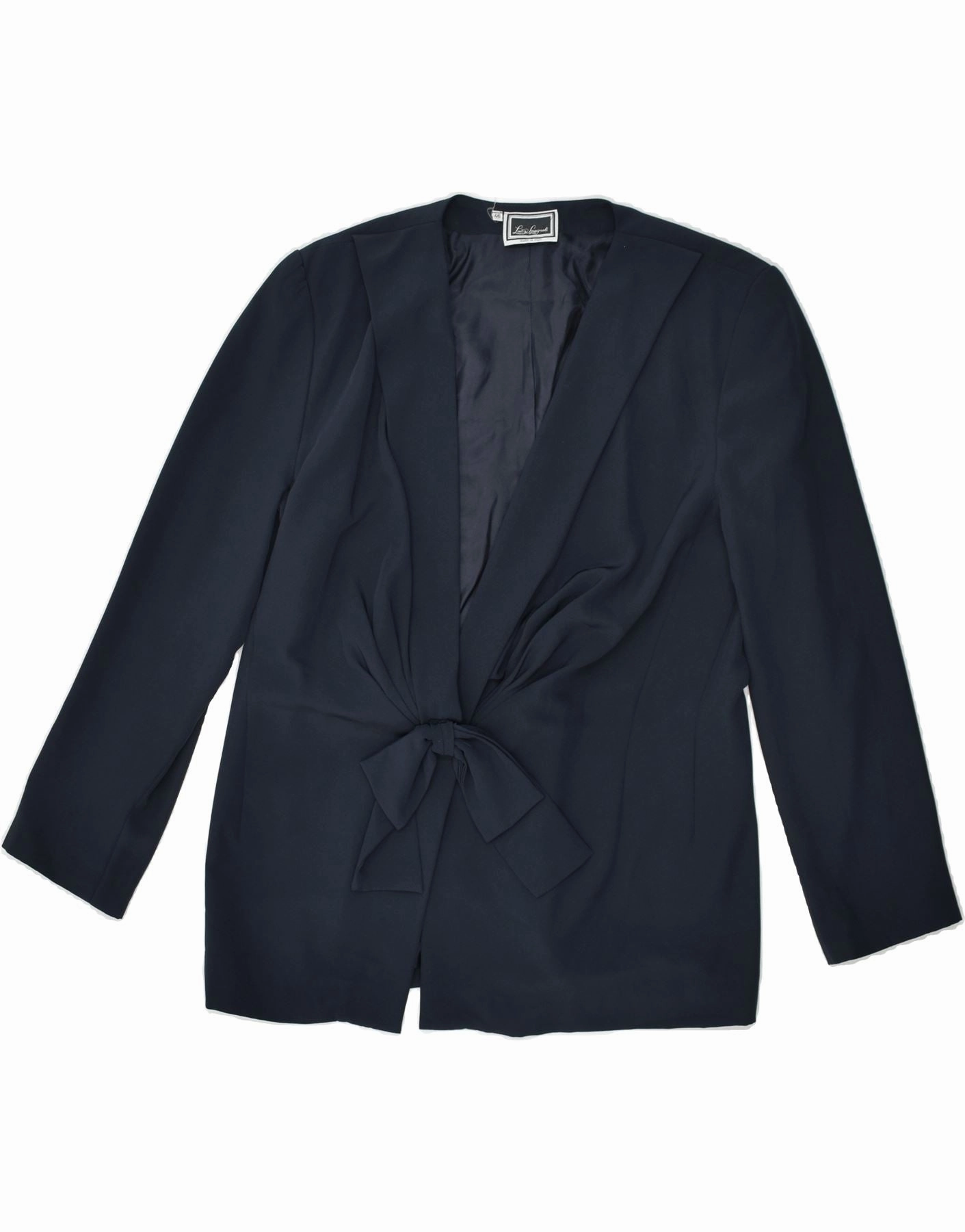LUISA SPAGNOLI Womens Blazer Jacket IT 46 Large Navy Blue Polyester Luxury Attire Business Design