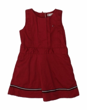 TOMMY HILFIGER Baby Girls Sleeveless A-Line Dress 9-12 Months Red Striped Gentle Motion Classic Cut