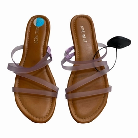 Sporty Flats Snake Skin Sandals Flats By Nine West In Purple, Size:7.5