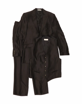 Smart Look Wear CARLO PIGNATELLI Mens 3 Piece Suit IT 54 2XL W34 L32 Black Pinstripe