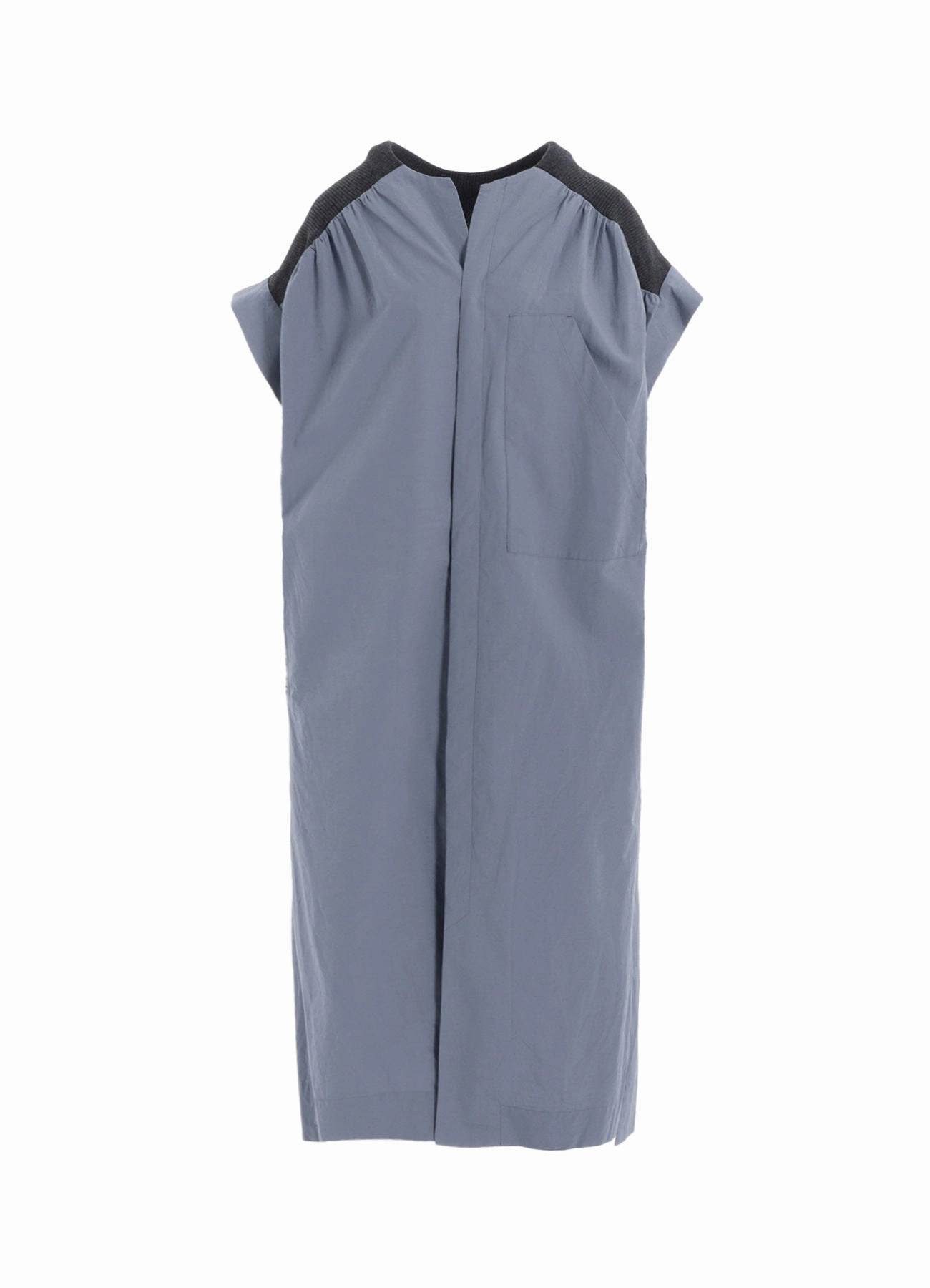 COTTON/LINEN RIB FLY OPEN DRESS Crinkle Effect