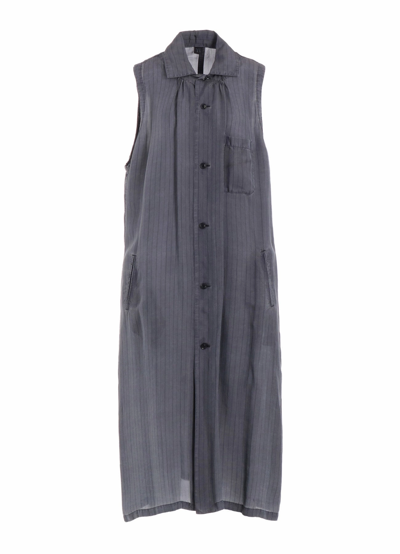 Waist Seam Simple formal dress CUPRO STRIPE SLEEVELESS SHIRT DRESS