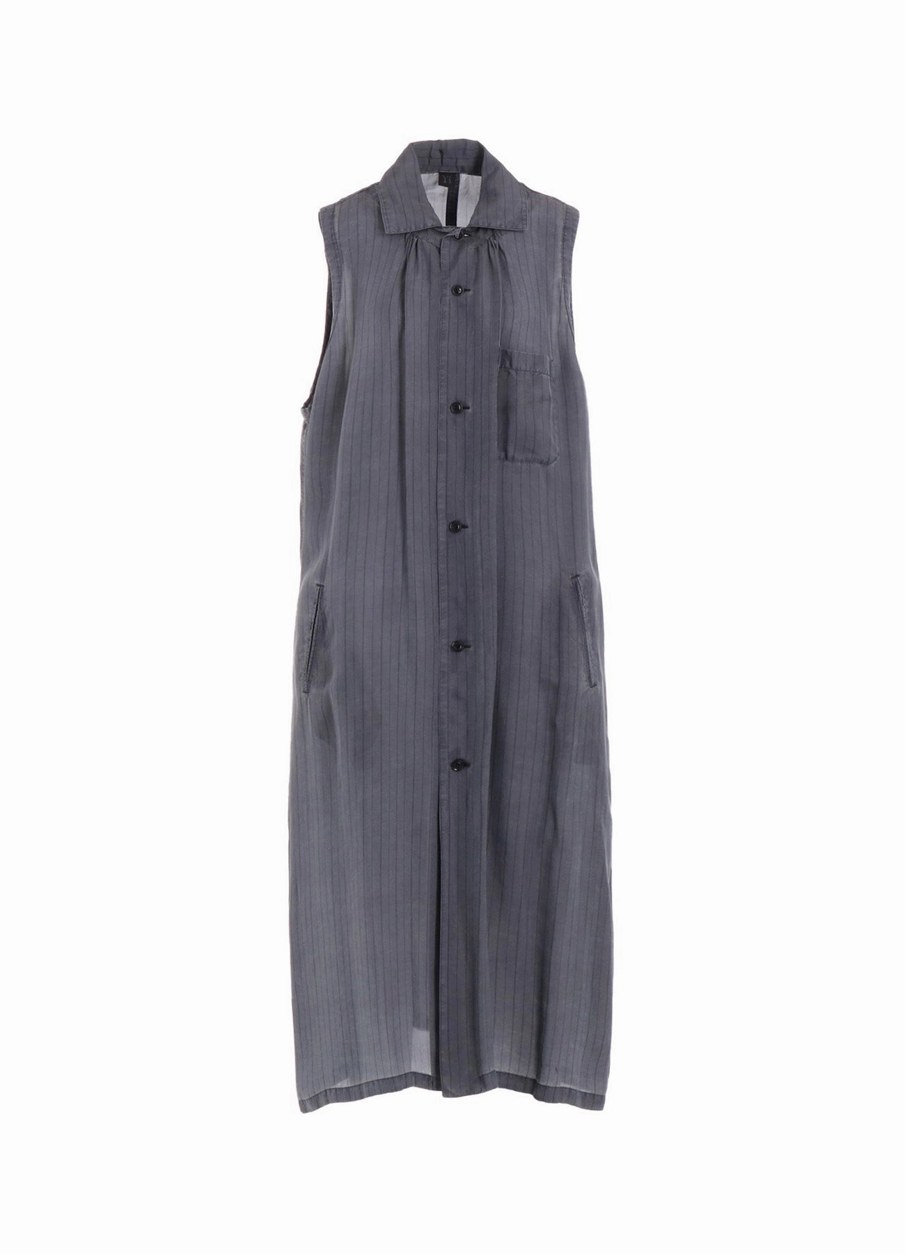 CUPRO STRIPE SLEEVELESS SHIRT DRESS Simple Ease Youthful Style
