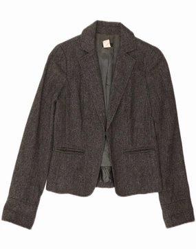 J. CREW Womens Blazer Jacket US 2 XS Grey Herringbone Wool Tailored Wearable Chic Fit