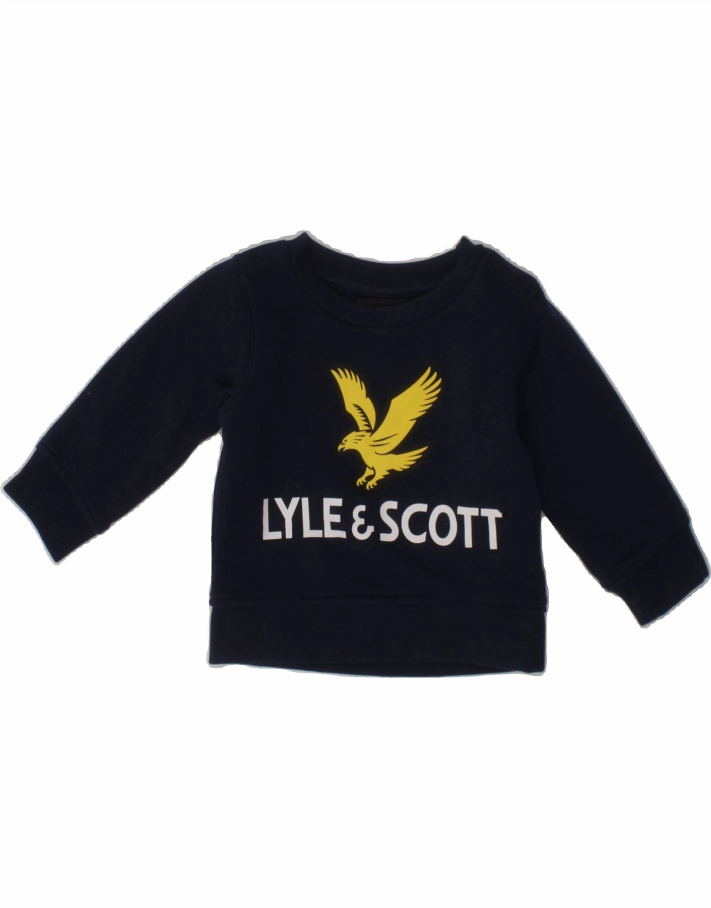 LYLE & SCOTT Baby Boys Graphic Sweatshirt Jumper 3-6 Months Navy Blue Workday Fit