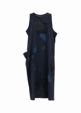 C/L POPLIN STONE DESIGN SLEEVELESS DRESS Scalloped-Edge