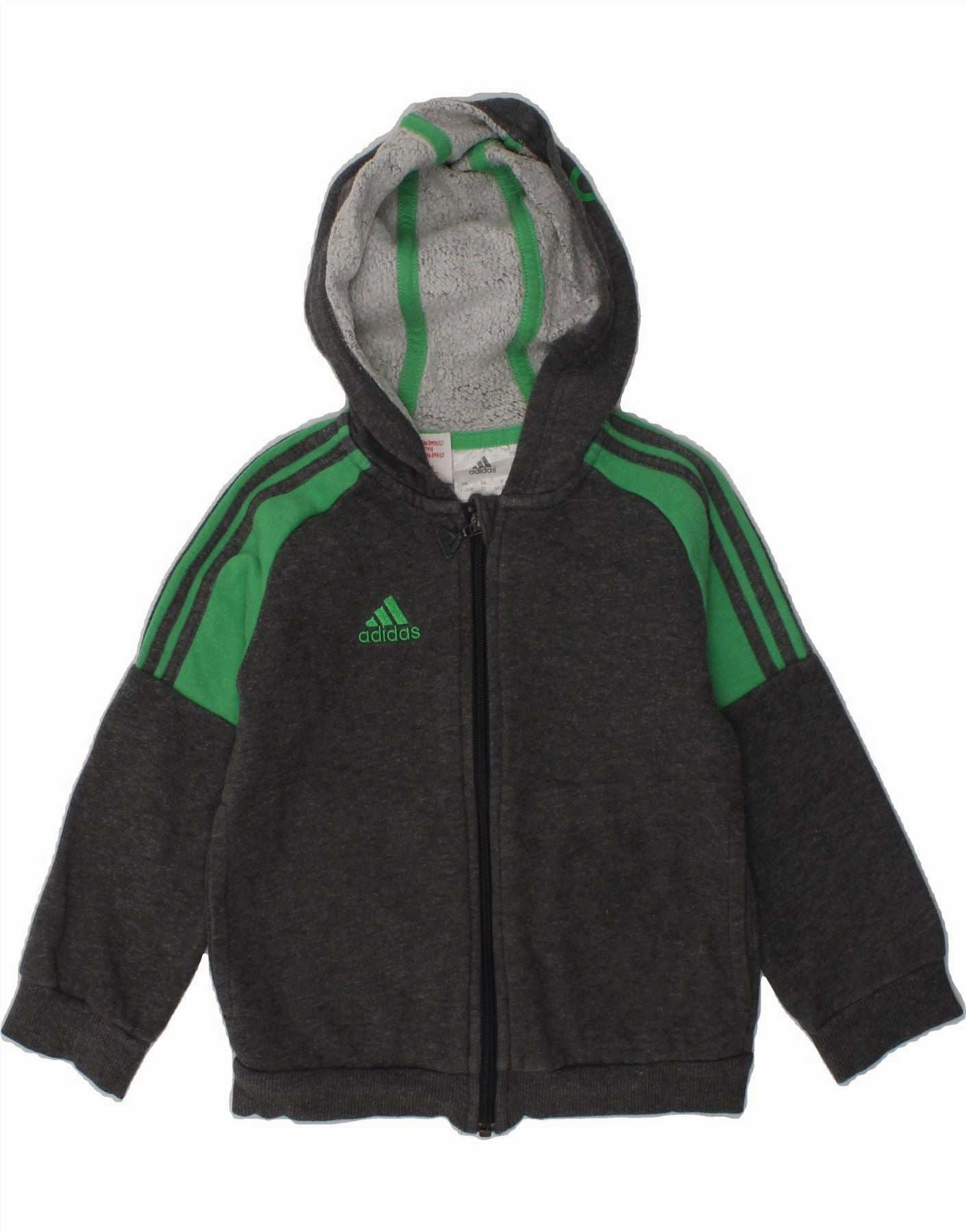 ADIDAS Baby Boys Zip Hoodie Sweater 18-24 Months Grey Colourblock Cotton Relaxed casual fit Weekend Outfit