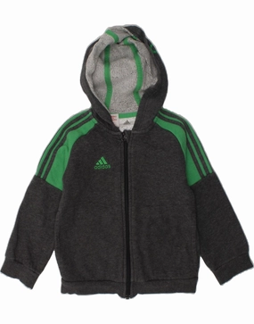 ADIDAS Baby Boys Zip Hoodie Sweater 18-24 Months Grey Colourblock Cotton Relaxed casual fit Weekend Outfit
