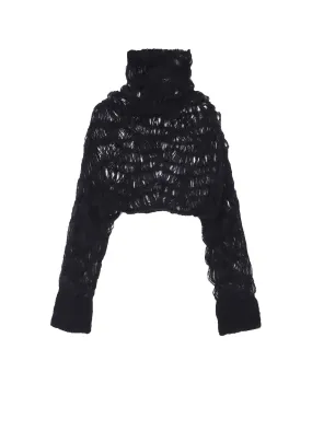 MAON HIGH-NECK CROPPED TOP Under Jacket FrayResistant Edging