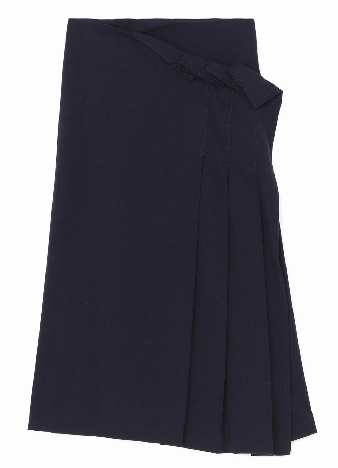 Timeless Layering WRINKLED WOOL/RAYON TWILL PLEATED WRAP SKIRT