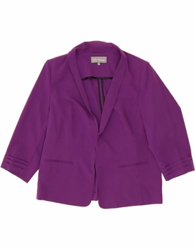 MARKS & SPENCER Womens Blazer Jacket UK 18 XL  Purple Polyester Classic Chic Business Flex Knit Back Panel