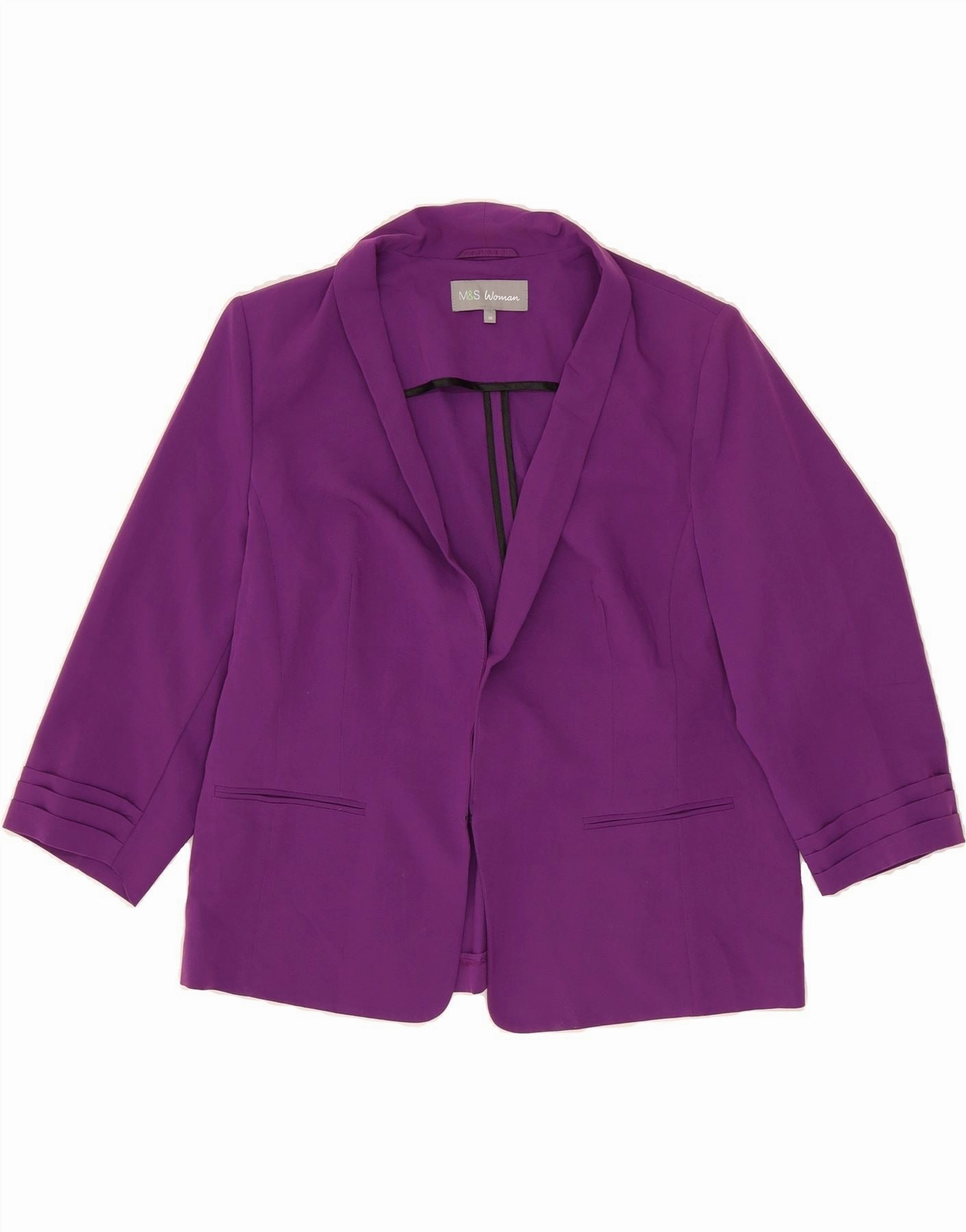 MARKS & SPENCER Womens Blazer Jacket UK 18 XL  Purple Polyester Classic Chic Business Flex Knit Back Panel