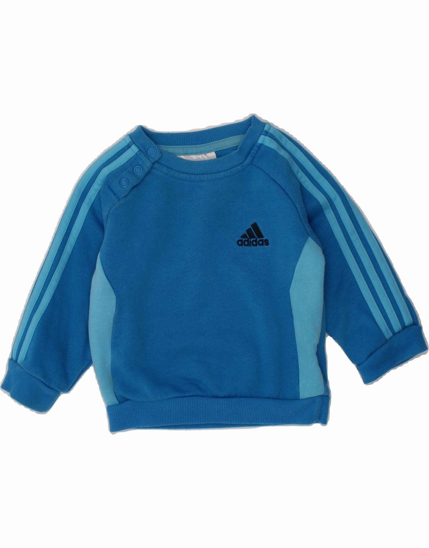 ADIDAS Baby Boys Sweatshirt Jumper 3-6 Months Blue Colourblock Cotton Crisp Look Urban Trend