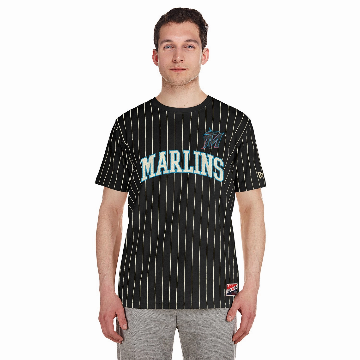 Marlins Chrome Pinstripe Tee - Mens Modern Design Eco-friendly