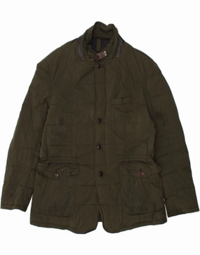MASSIMO DUTTI Mens Blazer Padded Jacket UK 42 XL Green Nylon Smart Tailored Fit Polished Design