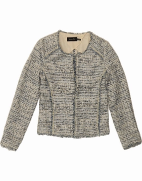 Fashion Layer Perfectly Refined MASSIMO DUTTI Womens Blazer Jacket EU 38 Small Blue Polyester