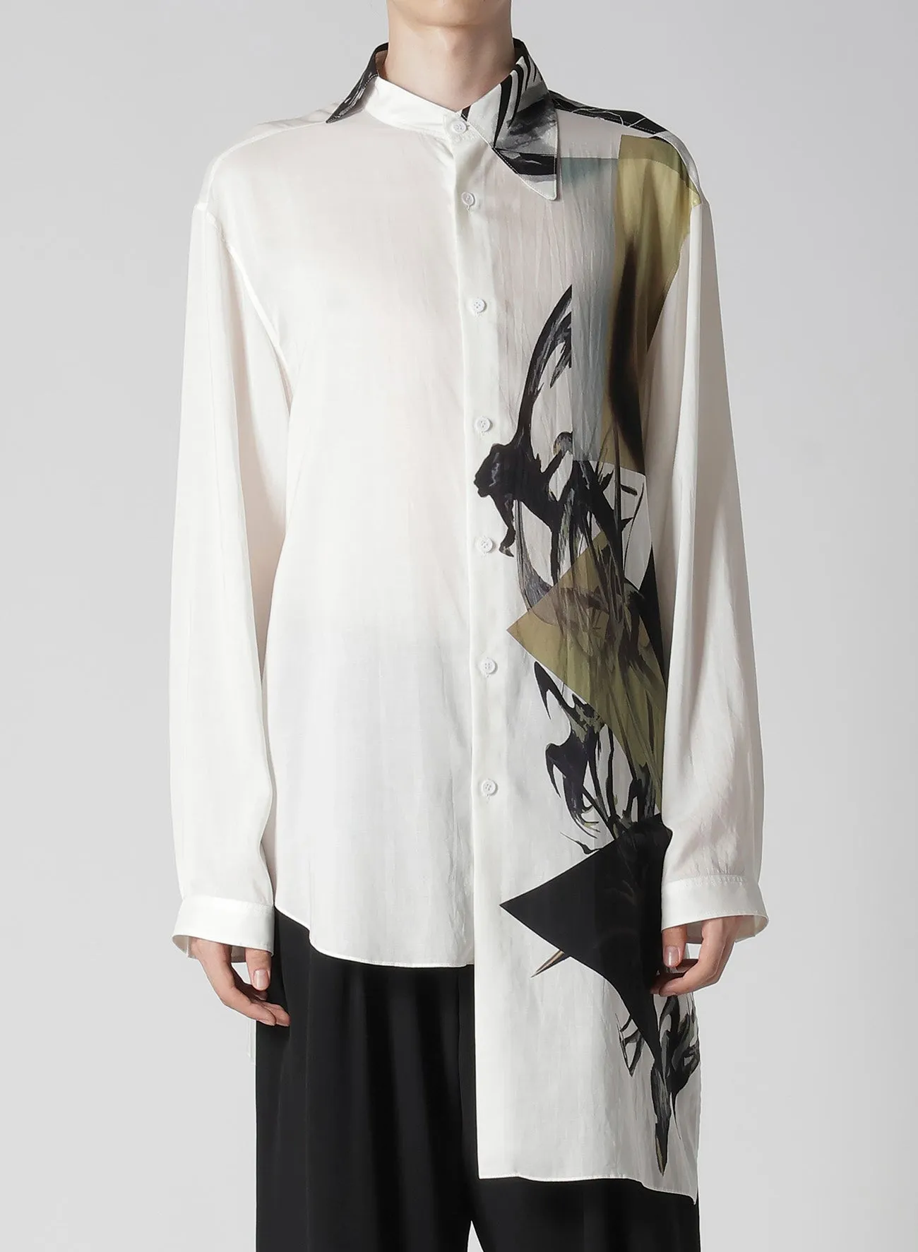 Morning Comfort UNBALANCED DESIGN COLLAR BLOUSE