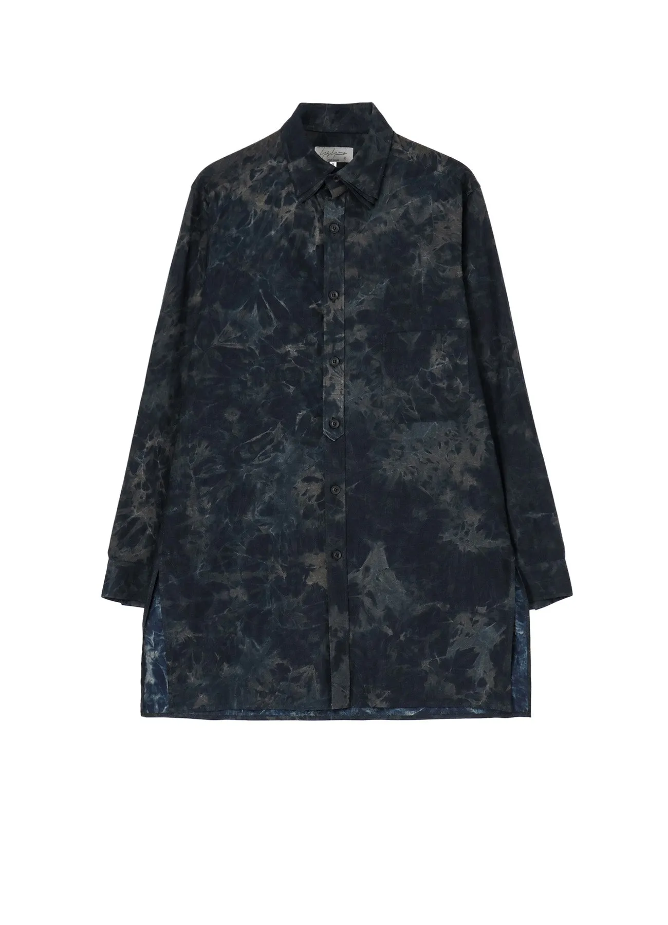 Gift Idea COTTON LINEN SHEETING INK PLACKET TAB TRIPLE COLLAR BLOUSE