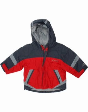 city dwellers COLUMBIA Baby Boys Hooded Rain Jacket 9-12 Months Red Colourblock Nylon
