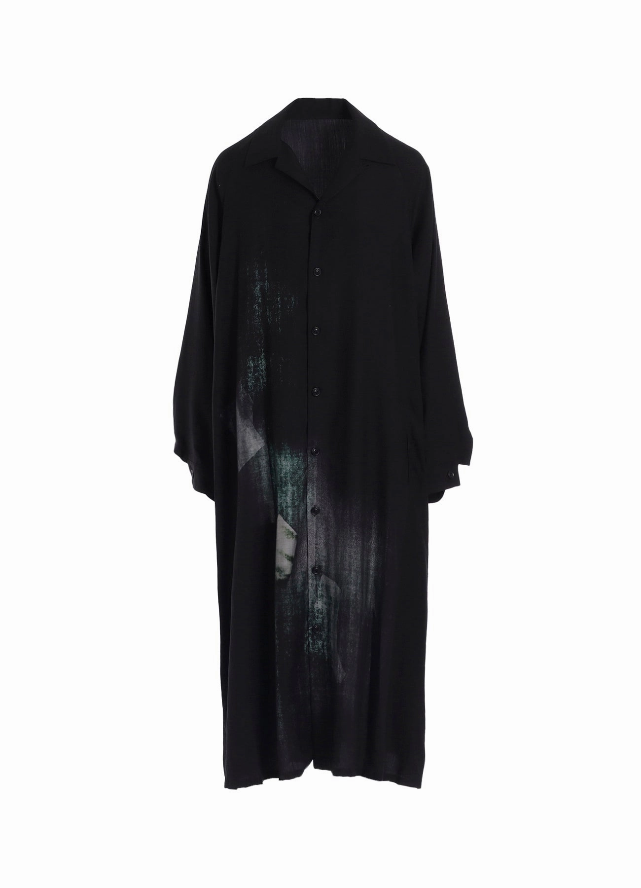 MESSAGE-PRINT DUNGAREE TWILL OPEN COLLAR SHIRT DRESS Airy Layer Sleek Touch