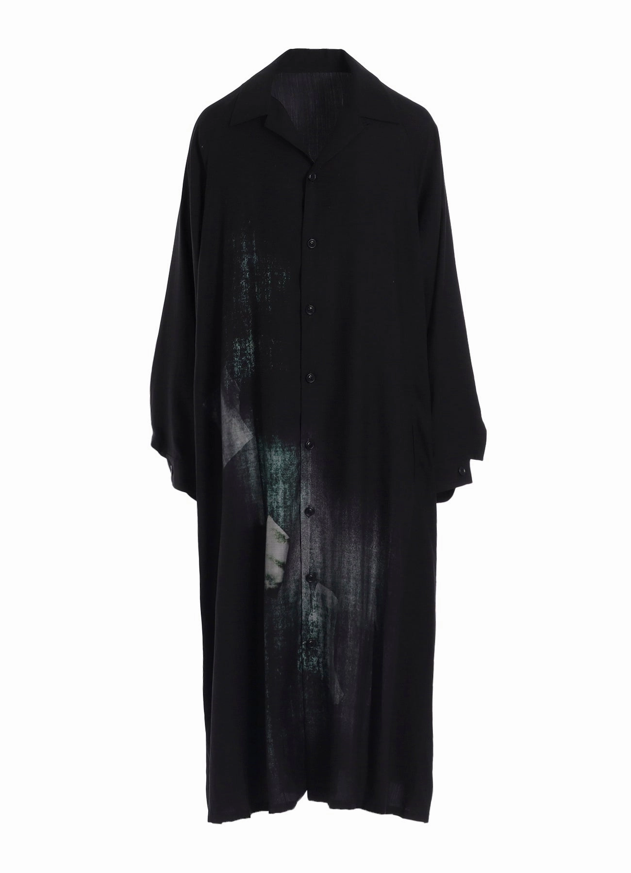 Charming Design MESSAGE-PRINT DUNGAREE TWILL OPEN COLLAR SHIRT DRESS