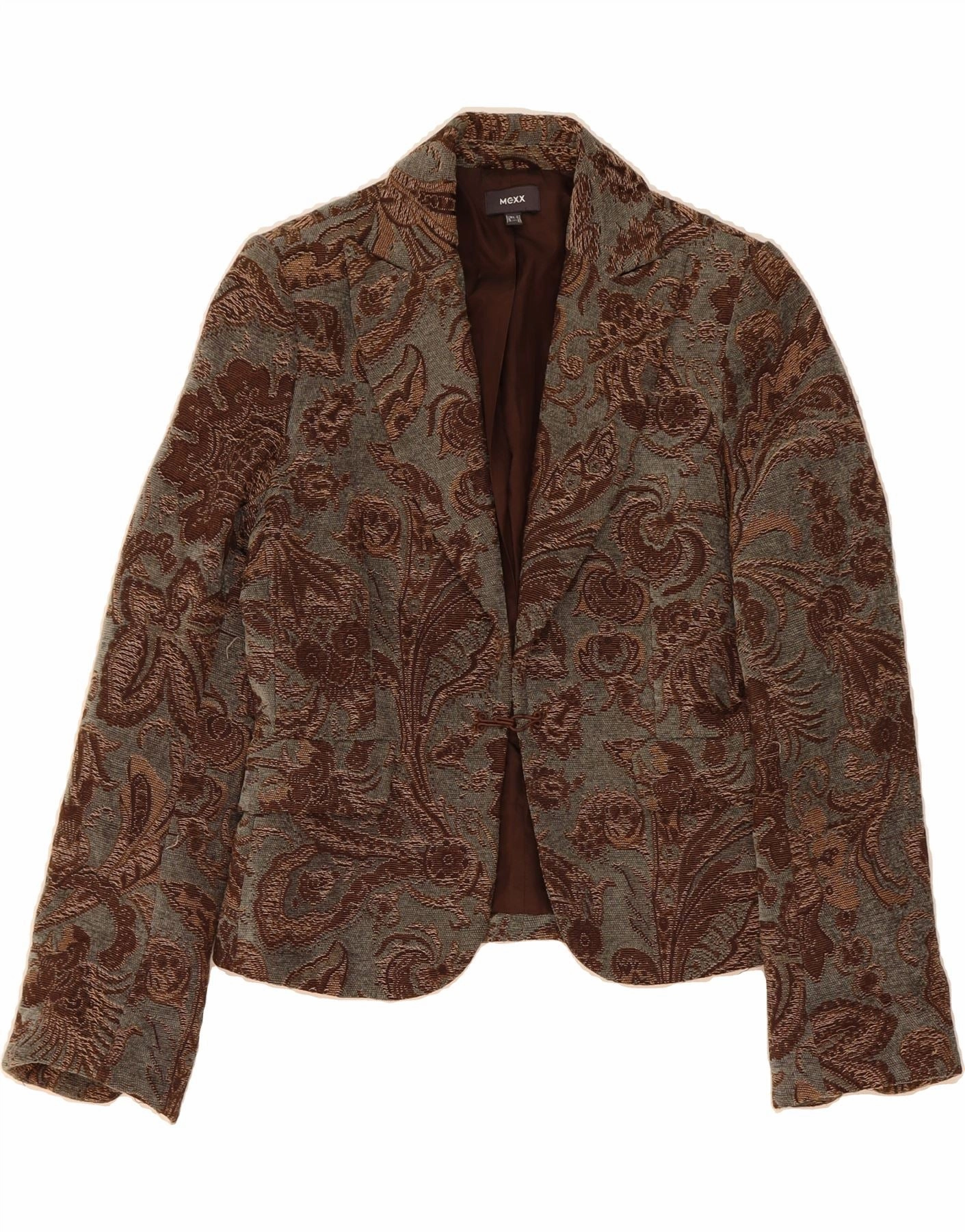 MEXX Womens Blazer Jacket UK 16 Large Green Paisley Polyester Wrinkle Resistant Treatment