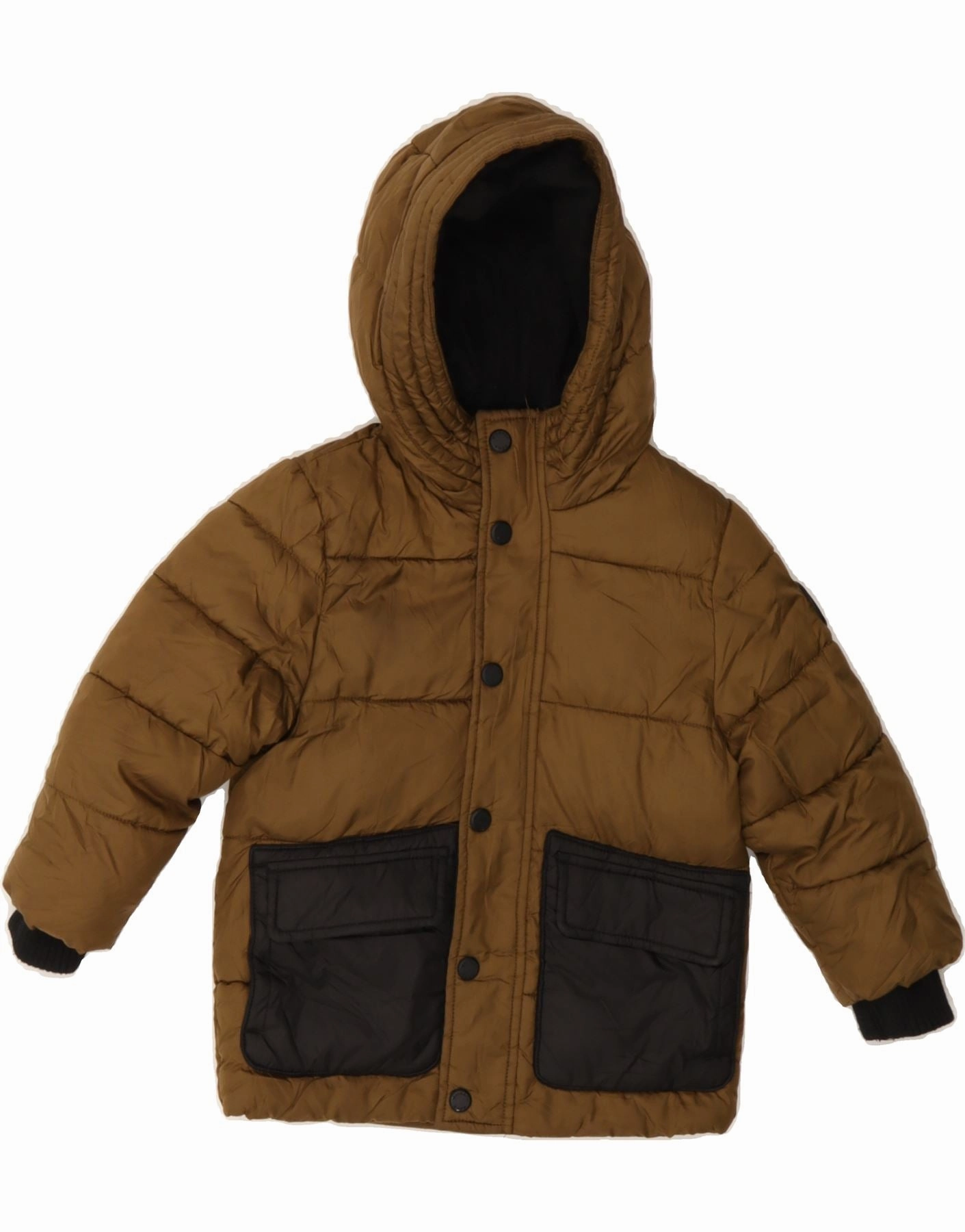 MICHAEL KORS Baby Boys Hooded Padded Jacket 18-24 Months Brown Colourblock Comfortable-fit