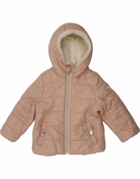 MICHAEL KORS Baby Girls Hooded Padded Jacket 12-18 Months Pink Nylon Empower