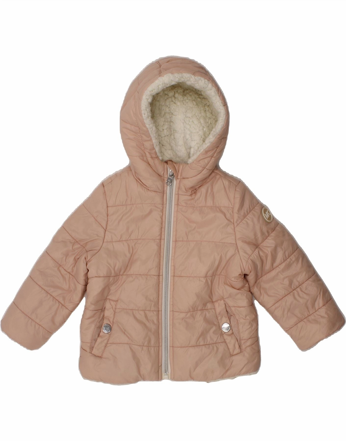 MICHAEL KORS Baby Girls Hooded Padded Jacket 12-18 Months Pink Nylon Empower