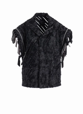 Wind Chill Bold Lines DENIM WITH SLASH DETAIL CUFFS ZIP JACKET B