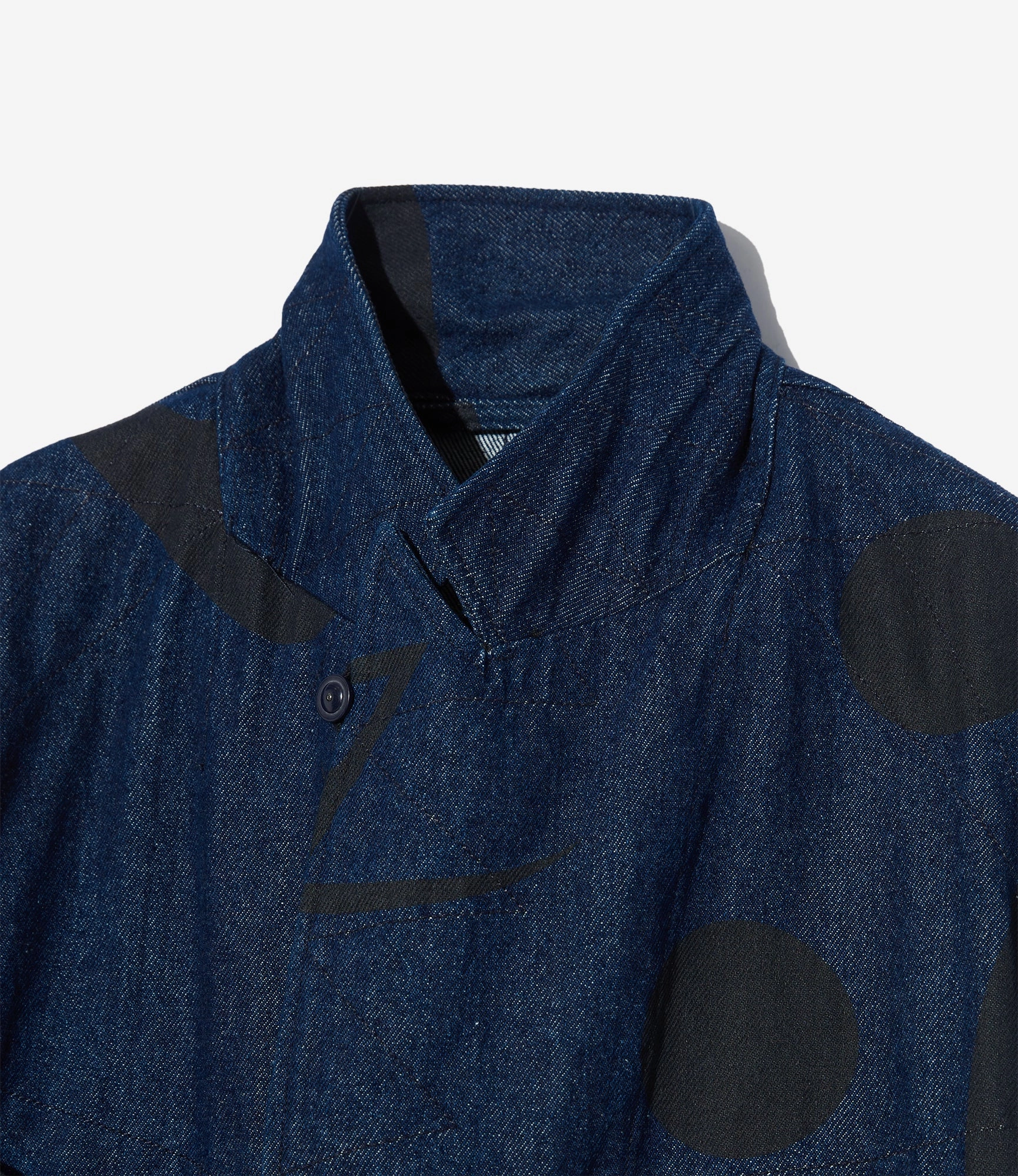 ConvertibleCollar Bedford Jacket ?C Indigo 'Music Note' Print 12oz Denim