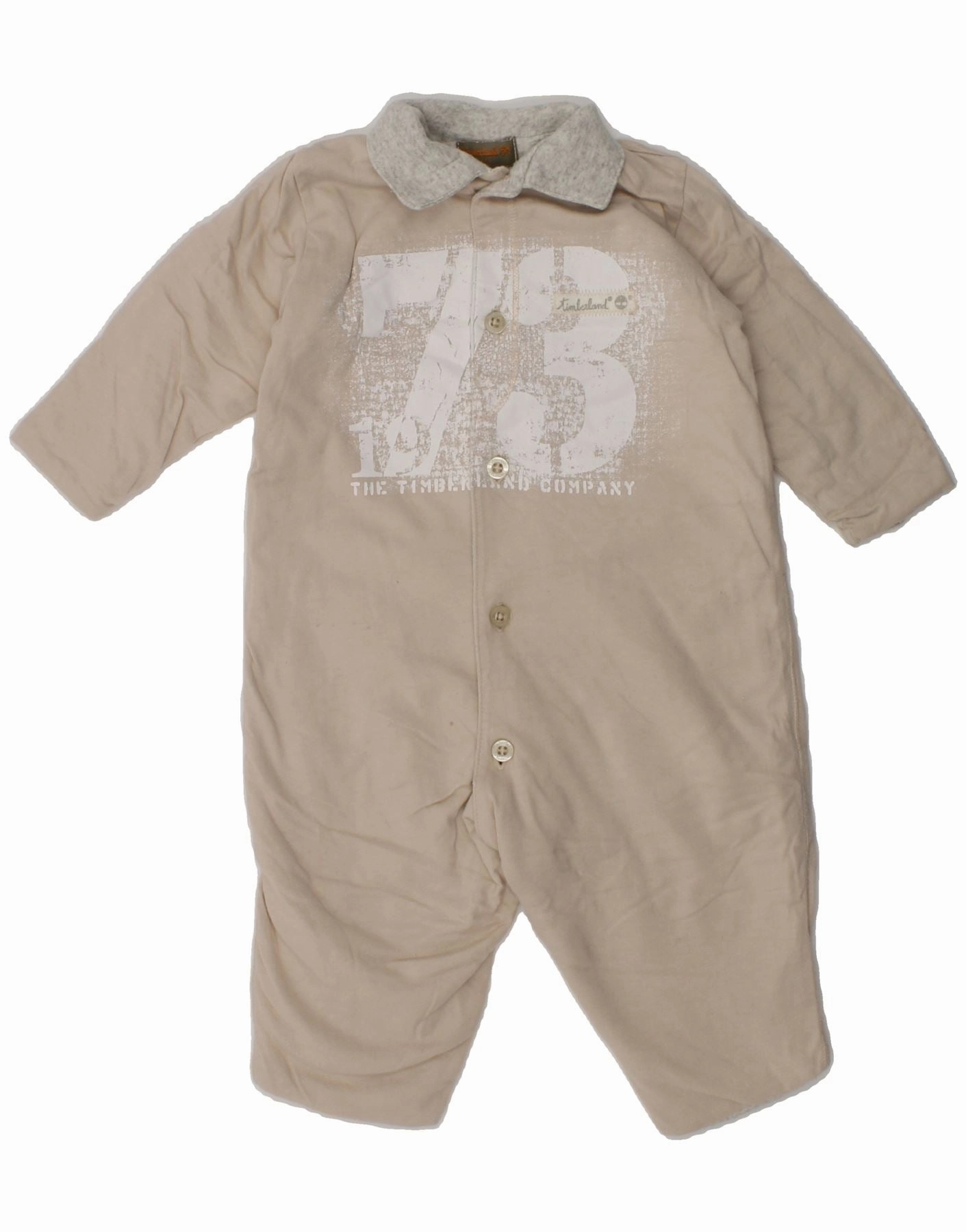 TIMBERLAND Baby Boys Graphic Playsuit 3-6 Months Beige Cotton Resort Chic Smart Adult