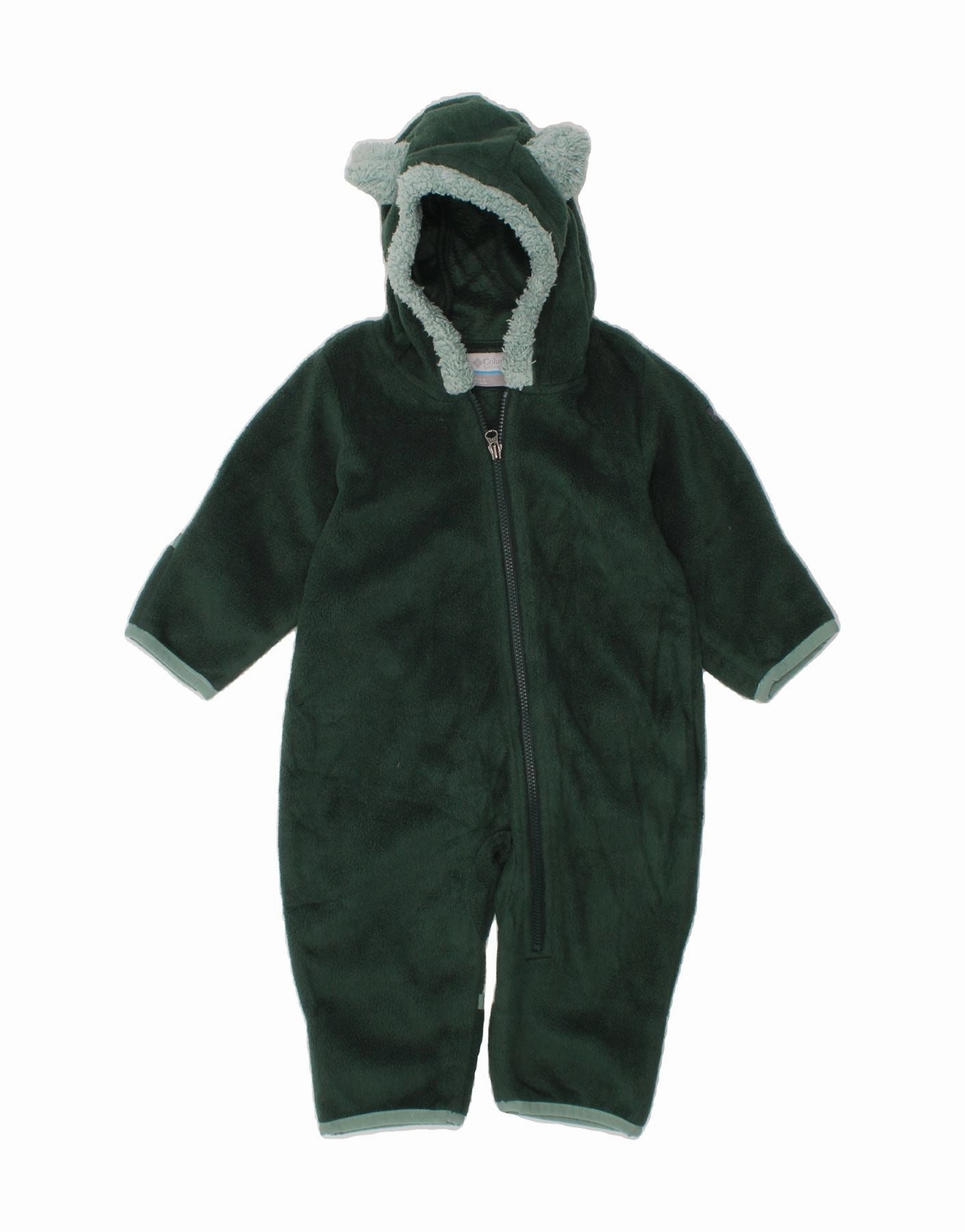 COLUMBIA Baby Boys Hooded Fleece Jumpsuit 3-6 Months Green Polyester Unique Couple