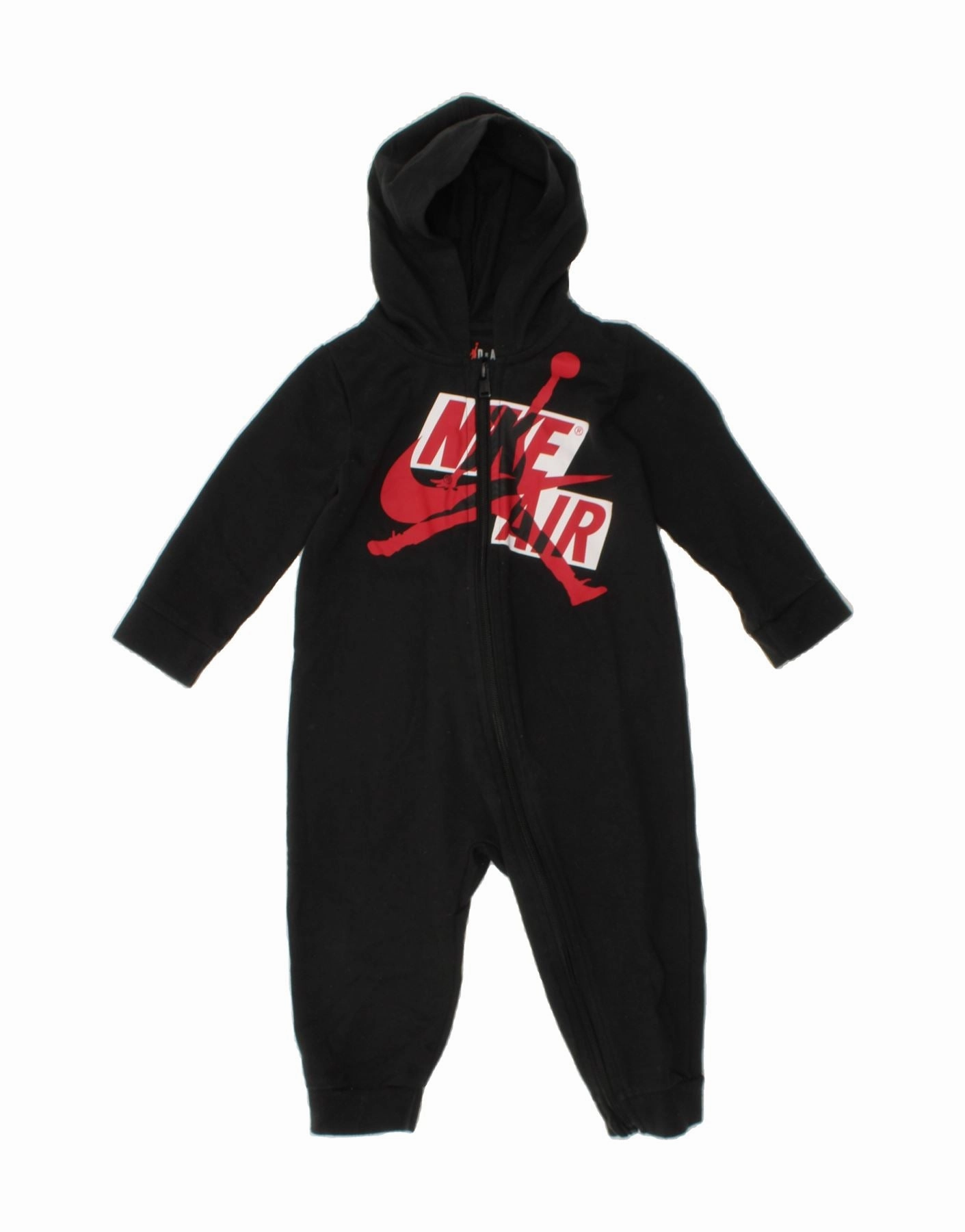 Date New JORDAN Baby Boys Graphic Hooded Jumpsuit 18-24 Months  Black Cotton