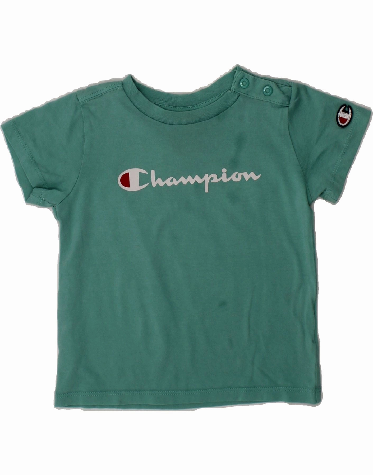CHAMPION Baby Boys Graphic T-Shirt Top 12-18 Months Green Bold colors Embroidered Logo
