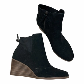 Premium Cushion Low Profile Adventure Journey Boots Ankle Heels By Toms In Black, Size:10
