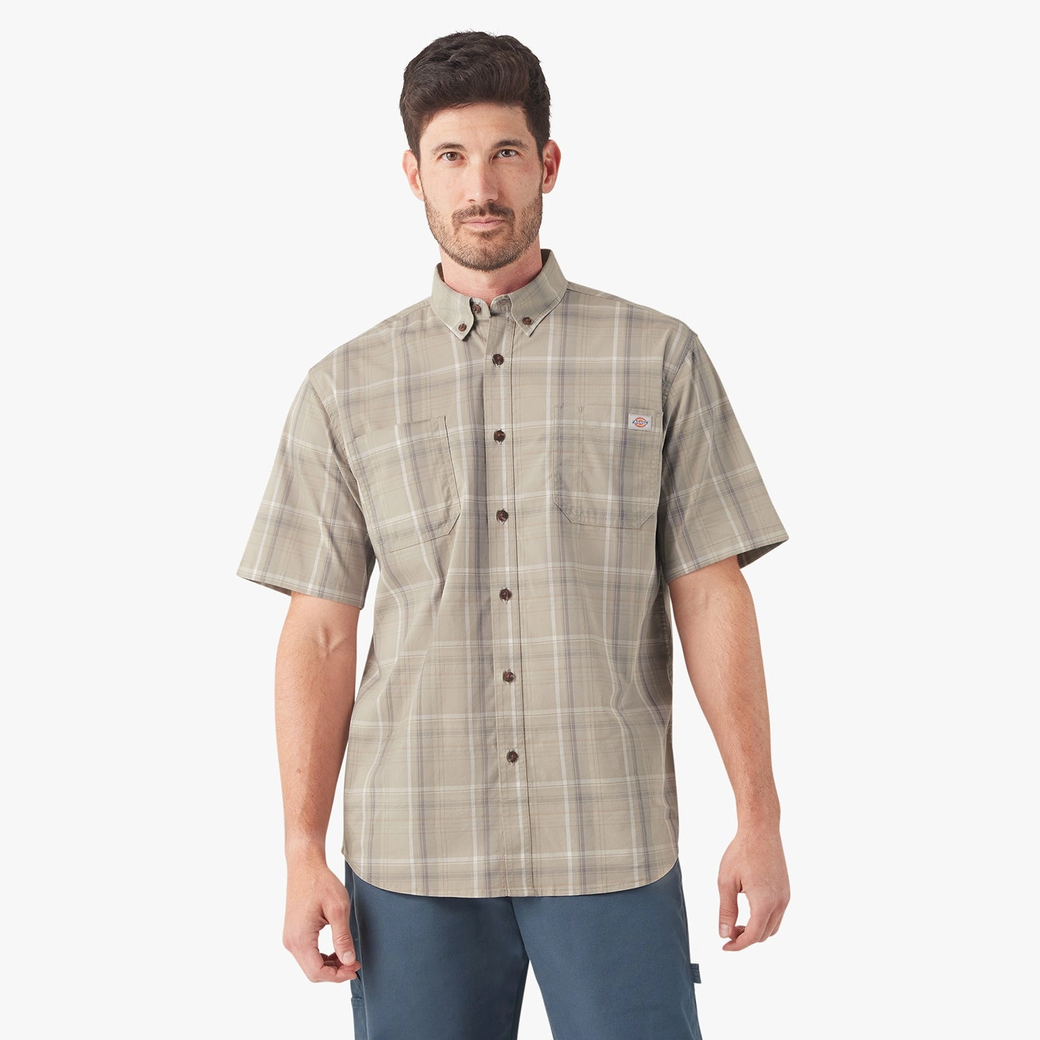 Travel Trend SS Flex Plaid Woven Shirt - Mens