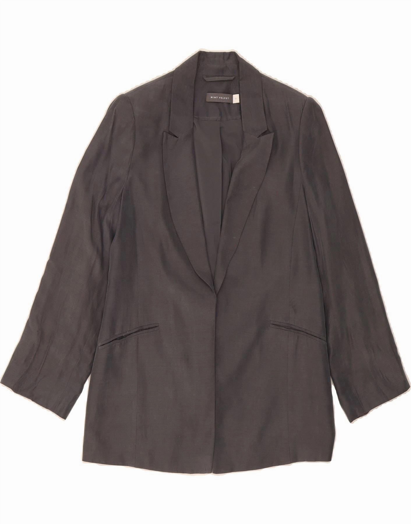 Tailored Shoulder Padding MINT VELVET Womens Blazer Jacket UK 10 Small Grey Viscose