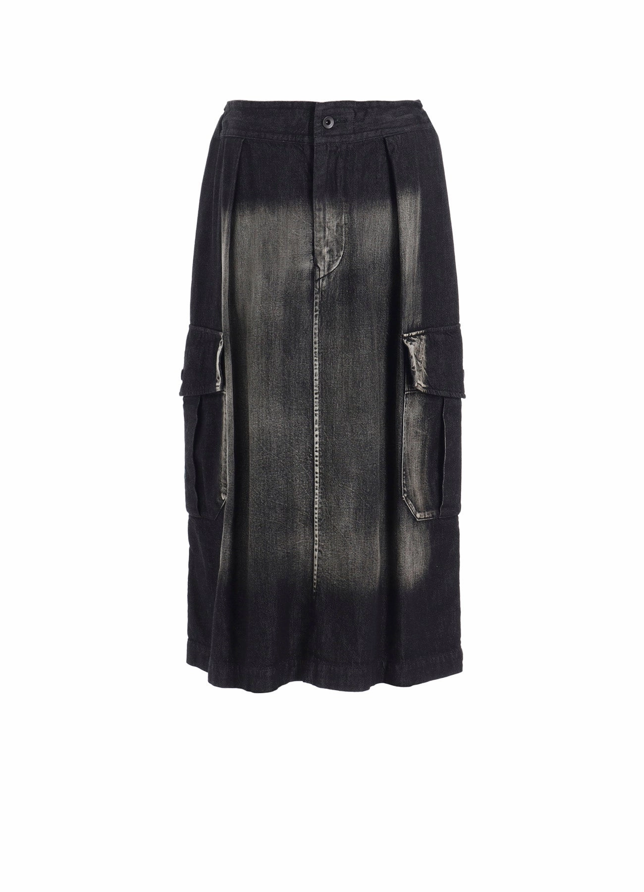 SPOTTED DENIM SIDE POCKET STRAIGHT SKIRT Drape Wave