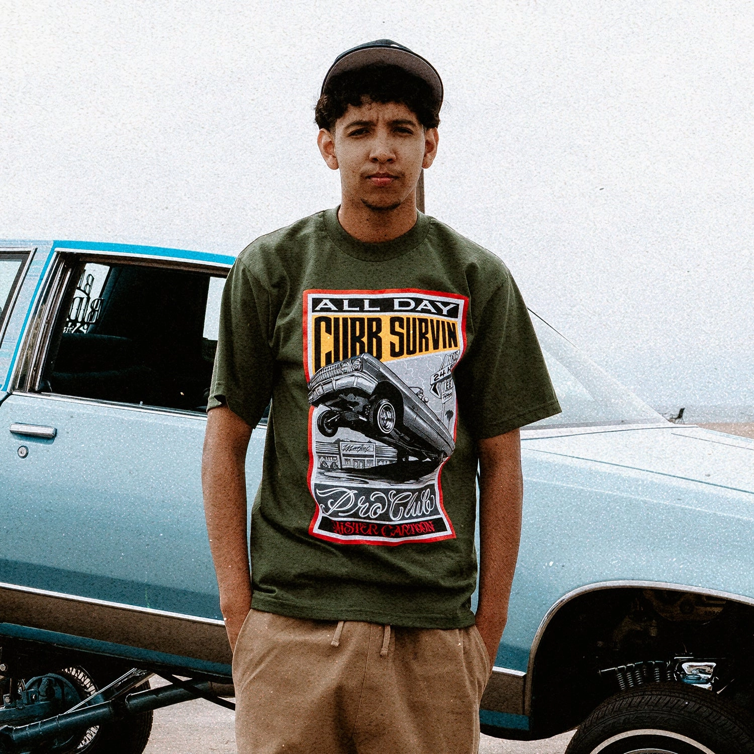 Mister Cartoon Curb Surbin Tee -Mens Curved Hem winter warmth