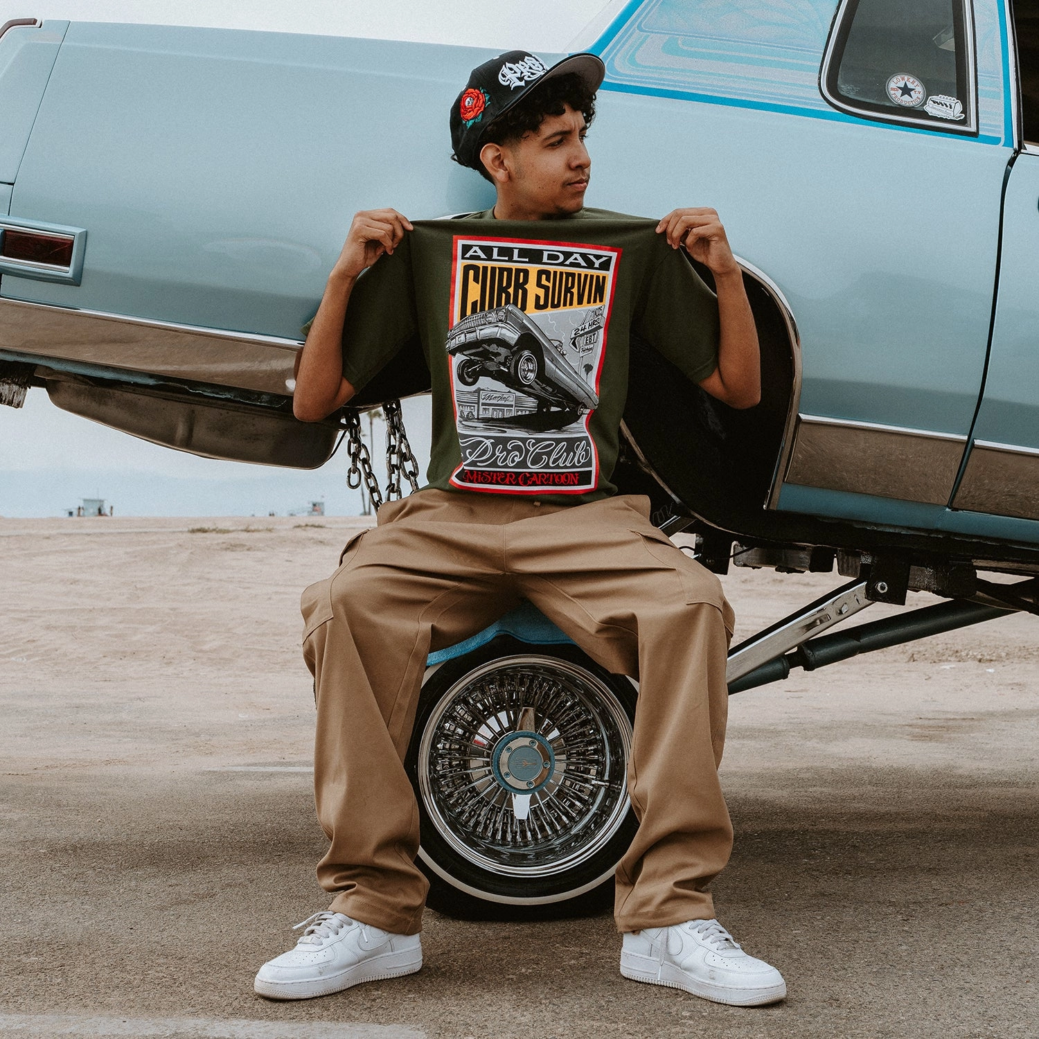 loose but not baggy Minimal Fashion Mister Cartoon Curb Surbin Tee -Mens