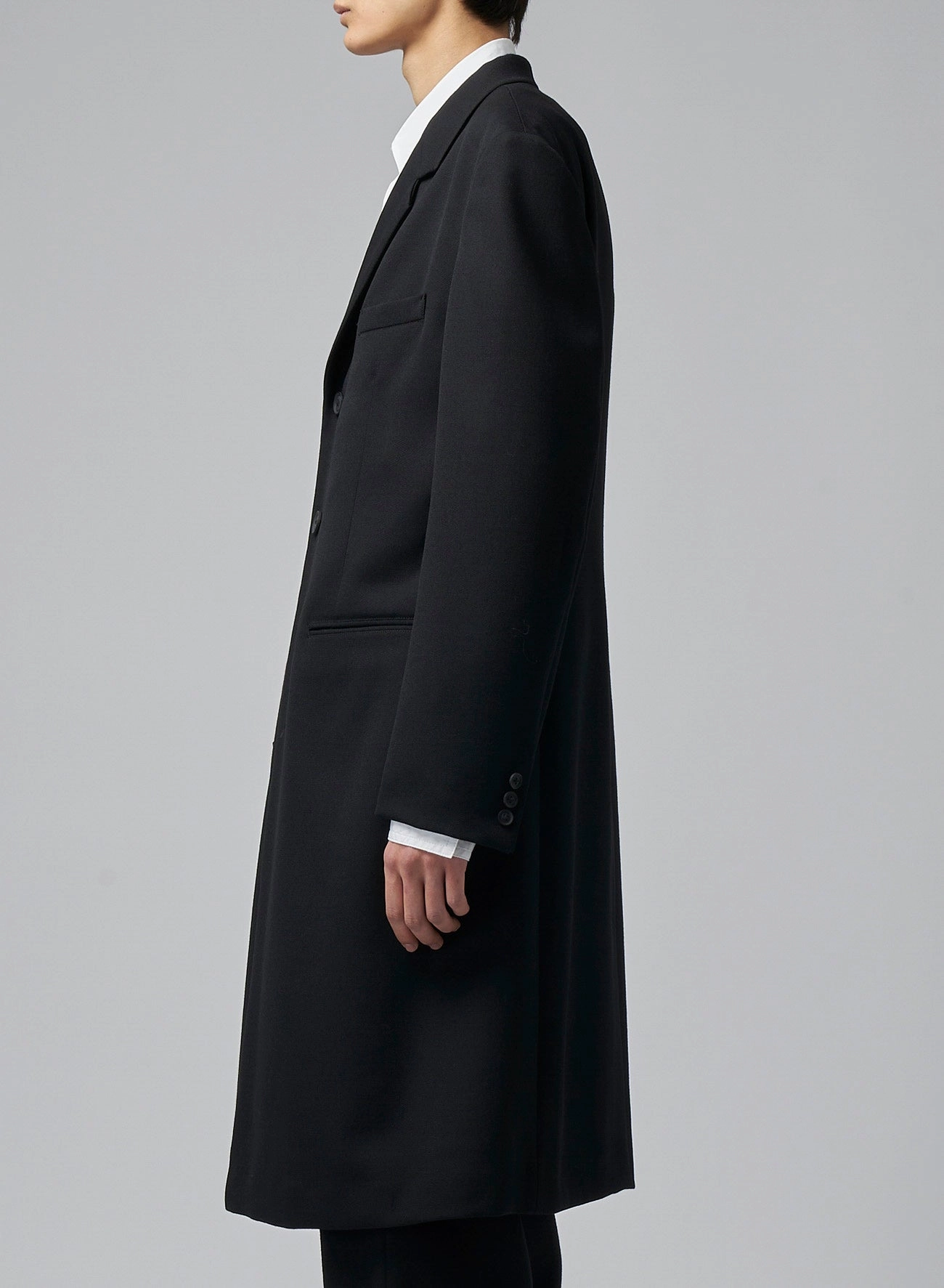 Re ARMY GABARDINE S-3BS NOTCHED LAPEL LONG JACKET Non Irritating Seams