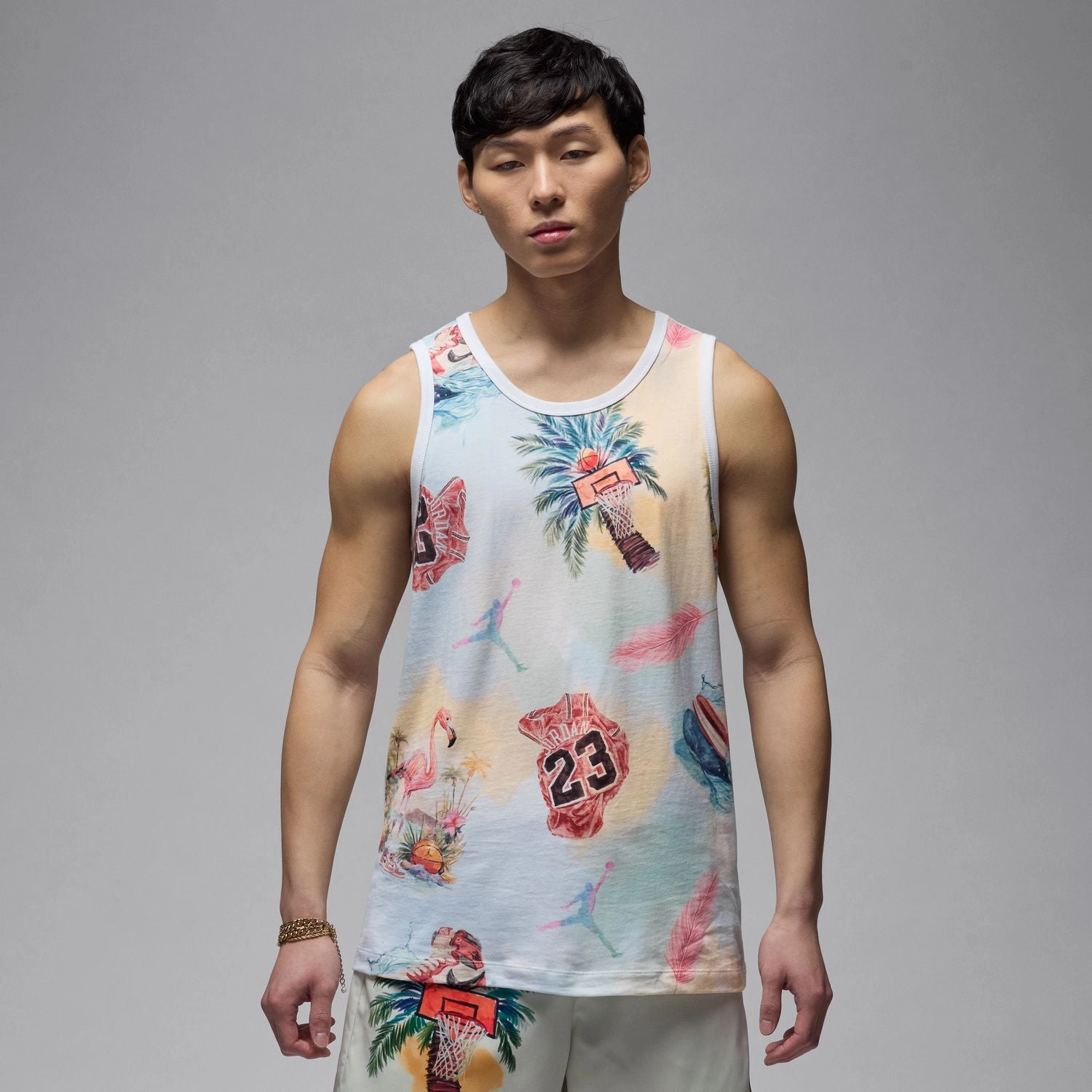 Wrinkle Resistant Material Pre Shrunk Fabric MJ Flamingo Tank - Mens