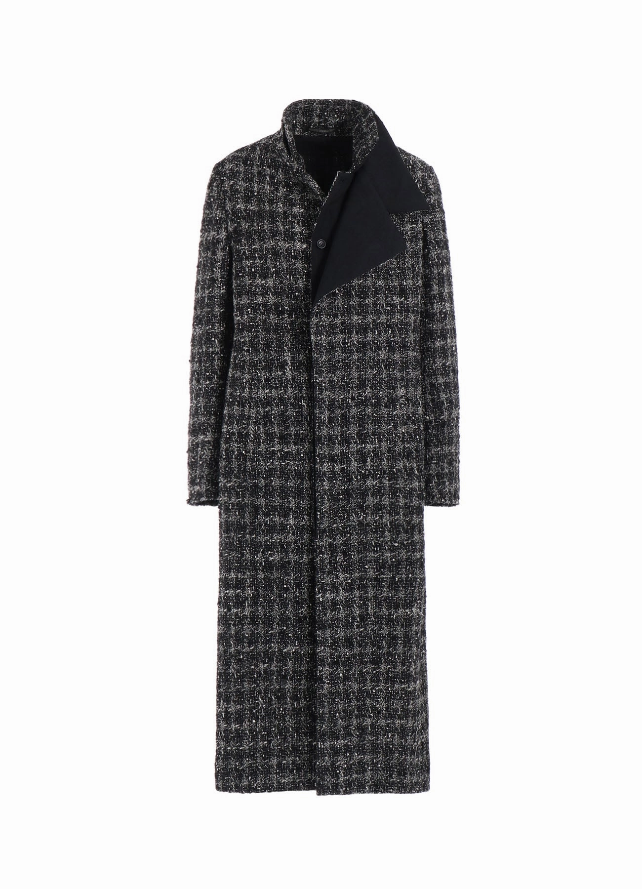 GREY HOUNDSTOOTH R DOUBLE LAYERED LONG COAT Clean Minimal Look Mesh Venting